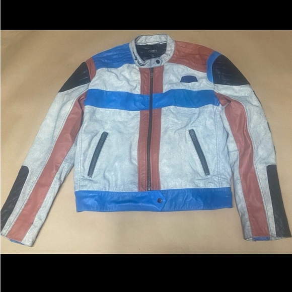 Muubaa Leather Racing Moto Jacket. Size 4 - Picture 6 of 12